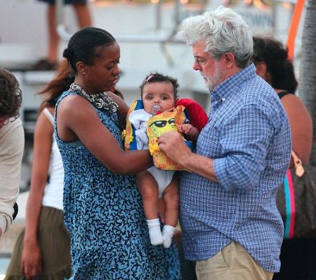 George Lucas and Mellody Hobson with their daughter Everest Hobson Lucas.